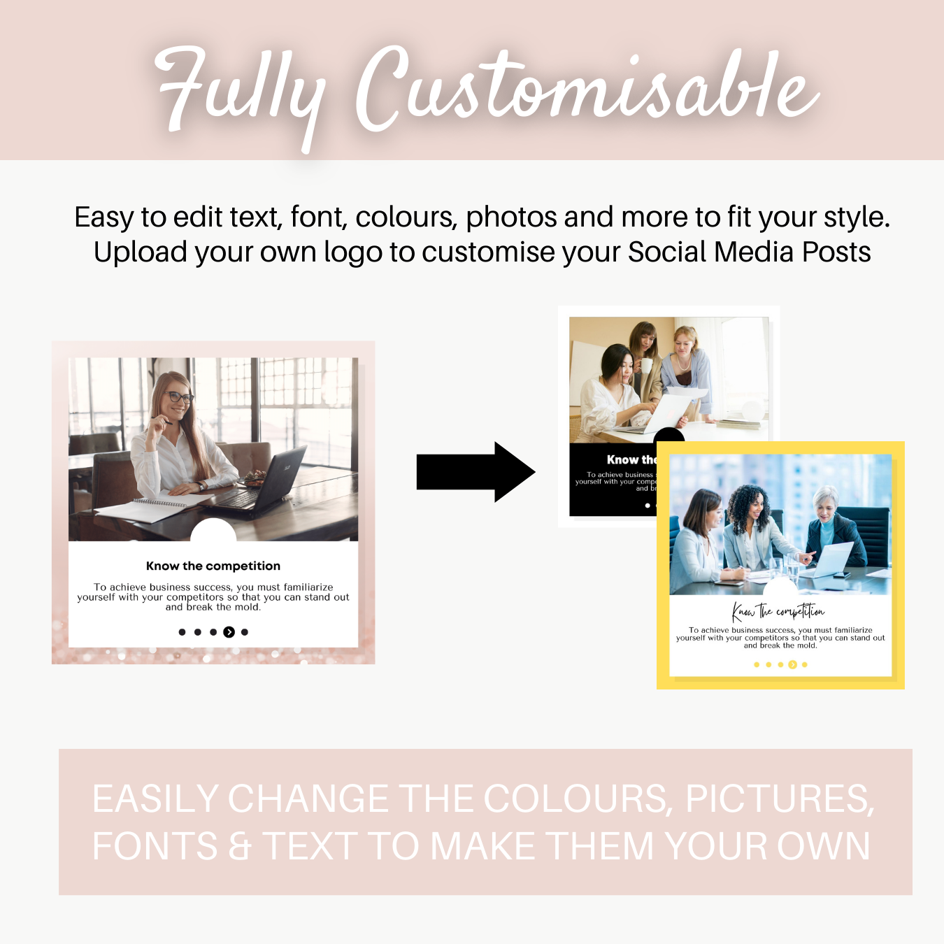 Rose gold CANVA instagram carousel templates 